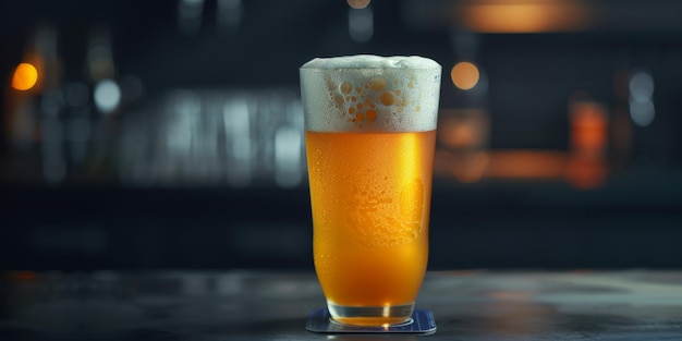 cerveza en un vaso con espuma IA generativa