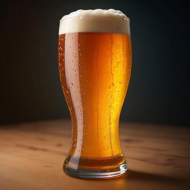cerveza con un vaso generado por la IA