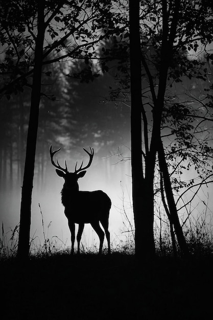 cervo em silhueta arte de parede no estilo de philippe halsman beleza misteriosa