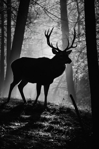 cervo em silhueta arte de parede no estilo de philippe halsman beleza misteriosa