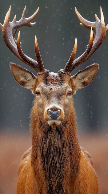 Foto cervo majestoso com enormes chifres