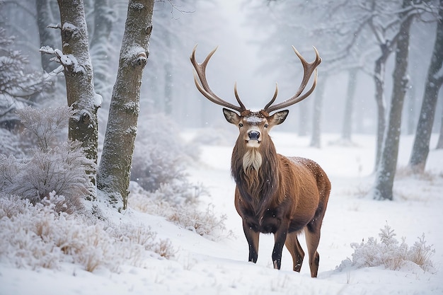 Foto cervo na neve