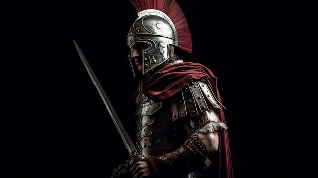Foto césar centurión romano con armadura y casco