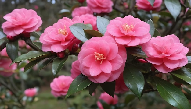 Césped de camellia japonica