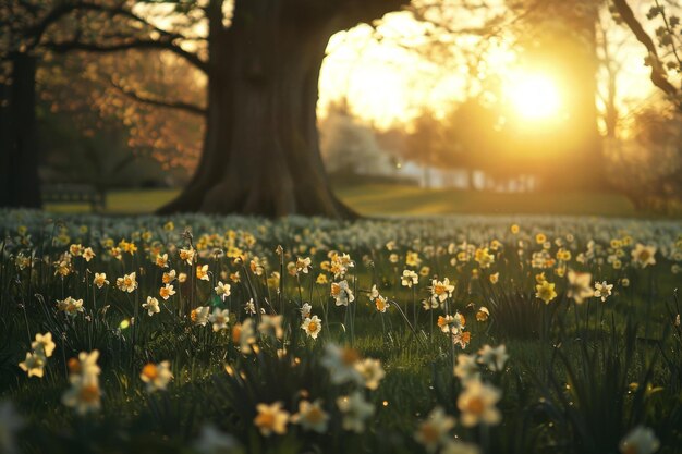 Foto el césped de los narcisos