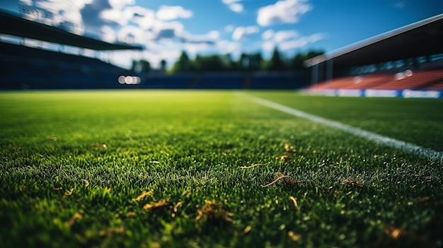 Césped verde en el estadio de fútbol generativo ai