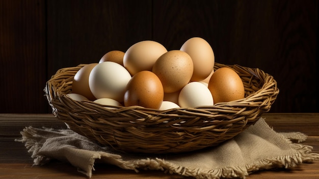 cesta de clic de foto de huevo blanco generada por IA