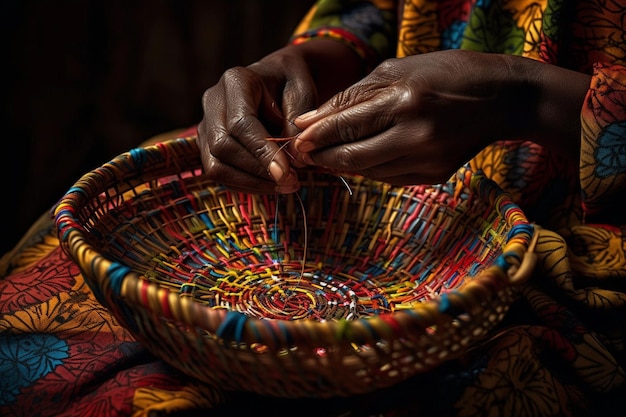 Cesta colorida tradicional africana