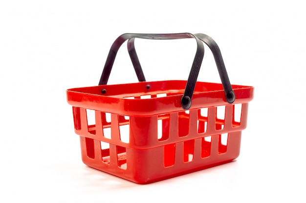 Cesta de la compra vacía aislado en blanco