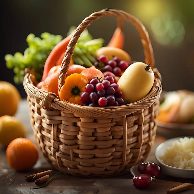 Cesta de alimentos saudáveis