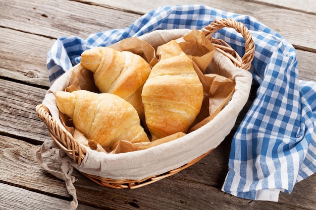 Cesta de croissants frescos