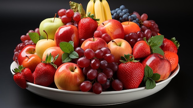 Cesta de frutas aislada sobre un fondo transparente