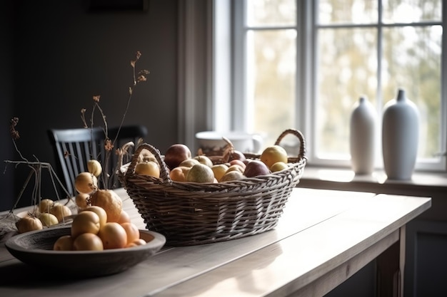 Cesta de frutas comedor Hogar moderno Generar Ai