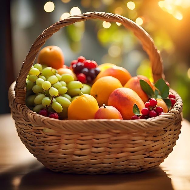 Cesta de frutas en la mesa