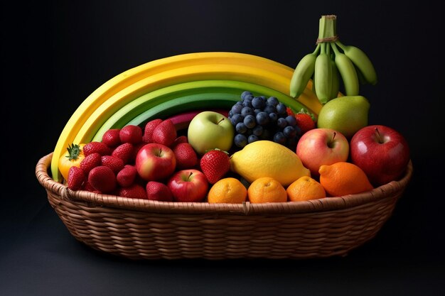 Cesta con frutos maduros como un arco iris.