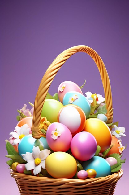 Cesta de huevos de Pascua en el fondo HD Ilustraciones de fondo