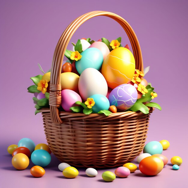 Cesta de huevos de Pascua en el fondo HD Ilustraciones de fondo