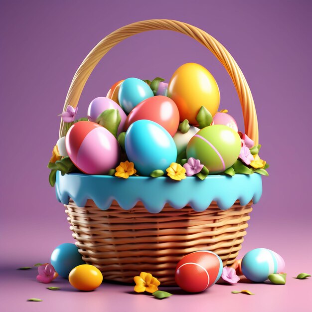 Foto cesta de huevos de pascua en el fondo hd ilustraciones de fondo