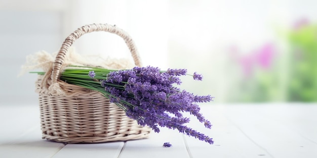 Cesta con IA generativa de lavanda