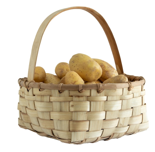 Cesta de madera con patatas