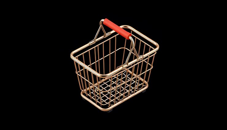 Foto cesta de metal vacía para el viernes negro