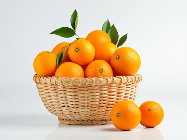 Una cesta de naranjas frescas del jardín.