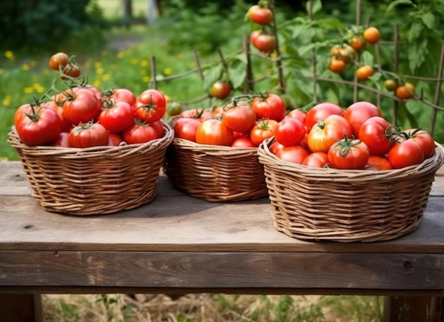 Cesta con tomates rojos maduros