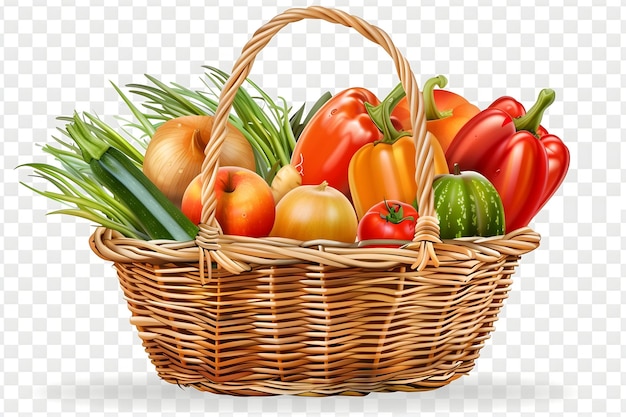 cesta de verduras con una cesta de tomates y pepinos