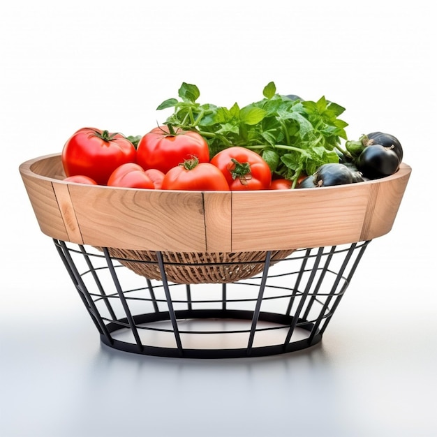 Cesta de verduras en la mesa