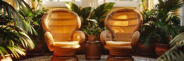 Foto cestas artesanais tradicionais em mesa de madeira vintage artístico rattan e bambu artesanato decoração de casa cultural estilo tailandês autêntico