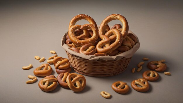 Cesto cheio de pretzel tradicional da Baviera Oktoberfest