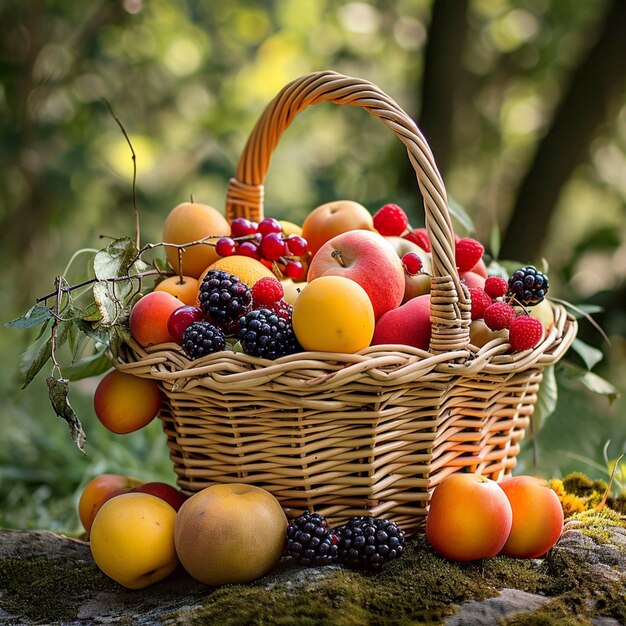 Cesto de frutas ao ar livre