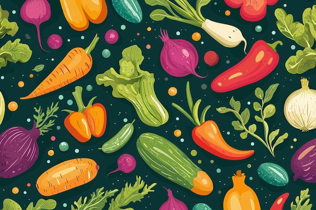 Cesto de produtos frescos e vibrantes com vegetais orgânicos Pimenta Zucchini e Verdes FarmtoTab