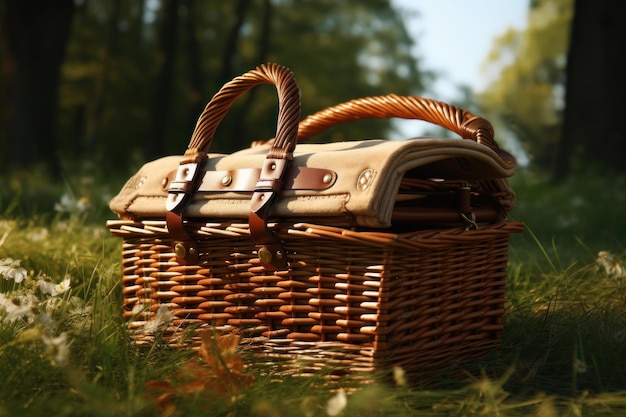 Cesto de picnic tejido Generar Ai