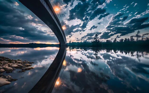 Foto céu à noite refletido na água do rio