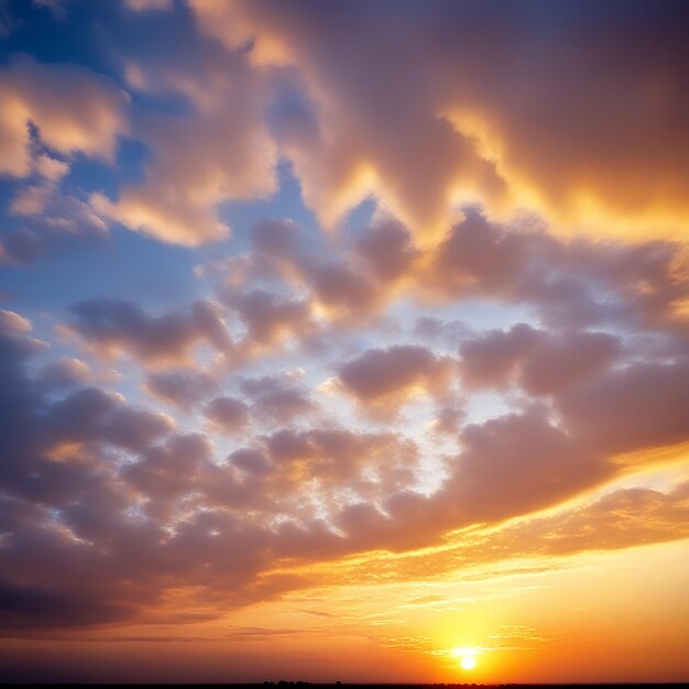 Foto céu ao pôr-do-sol pintado com nuvens cumulus e stratus