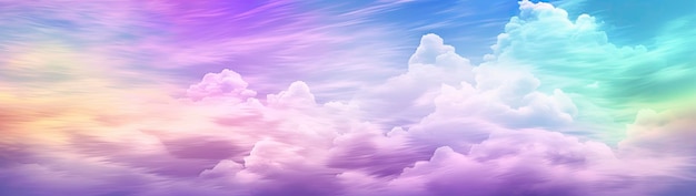 Céu arco-íris com nuvens fofas Céu tonal multicolorido
