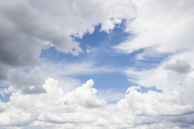 Céu azul claro com a nuvem branca lisa com espaço para o fundo do texto