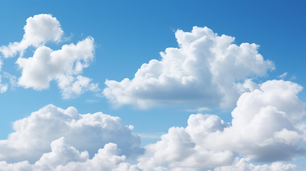 Céu azul claro com nuvens brancas fofas fornecendo um amplo espaço em branco Ilustração gerada por IA