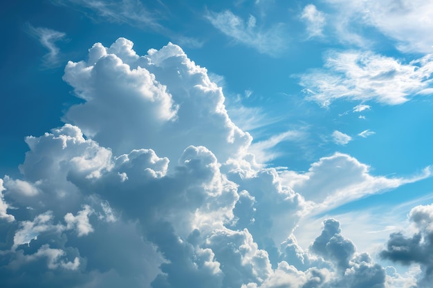 Céu azul claro com nuvens brancas fofinhas perfeitas como fundo sereno