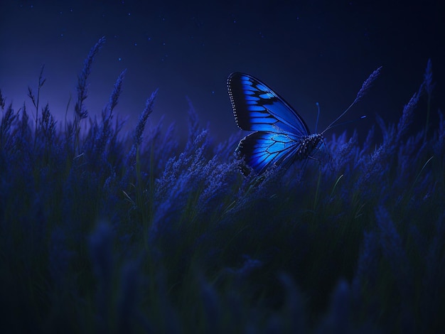 Foto céu azul com borboleta brilhante mim