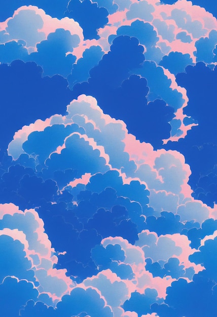 Céu azul com nuvens 3d ilustrado