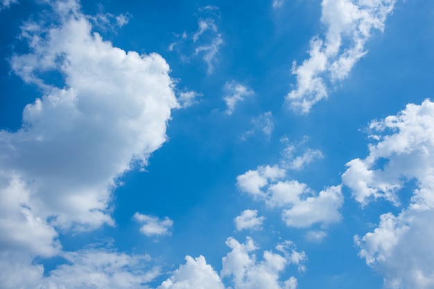 Céu azul, com, nuvens brancas, dia verão, tempo