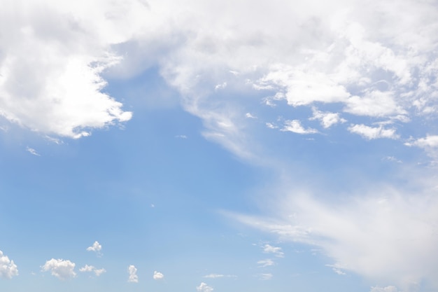 Céu azul com nuvens brancas e sol.