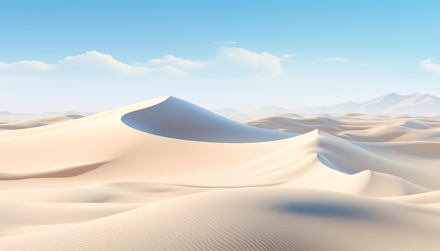 Céu azul com nuvens brancas sobre o deserto de areia