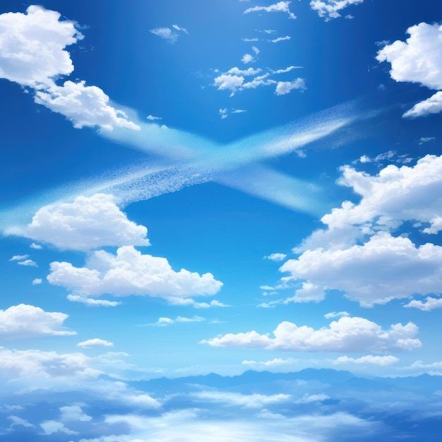 Céu azul com nuvens e uma cruz