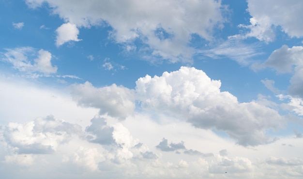 Céu azul com nuvens fofas à luz do dia