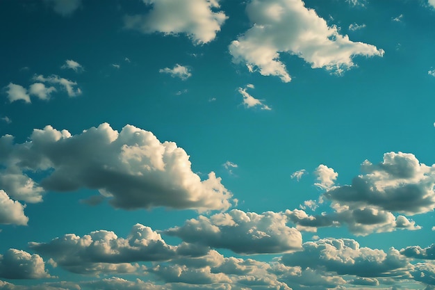 Foto céu azul com nuvens minúsculas estilo vintage toned retro