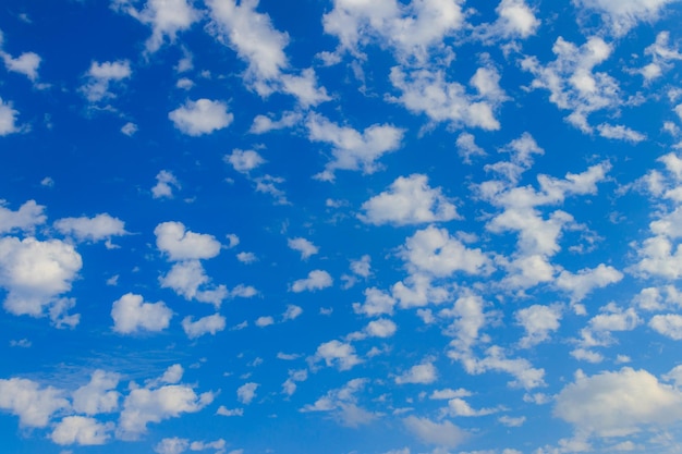 Céu azul com pequenas nuvens brancas. Fundo natural