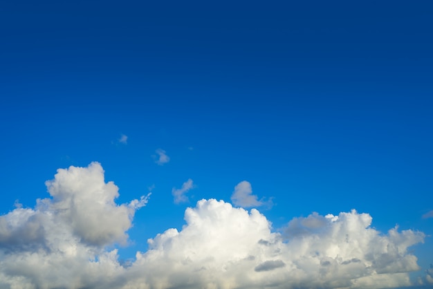 Céu azul de verão branco nuvens cumulus